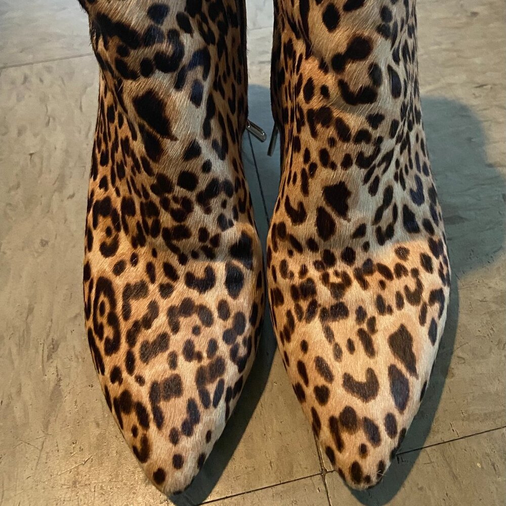 Sam Edelman Animal Print Leopard Cheetah Chunky Heel Boots 8.5